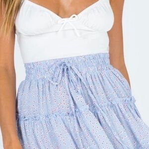 Princess Polly Light Blue Floral Tiered Maxi Skirt